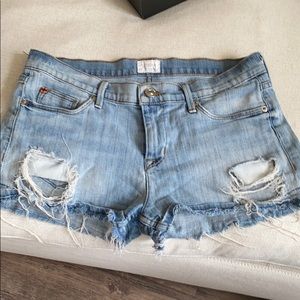 Distressed Hudson Jean Shorts Light Wash